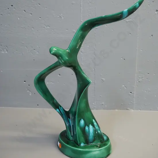 green ceramic gull or albatross figure - stamped R.M. Lahey on base H-460 W-340