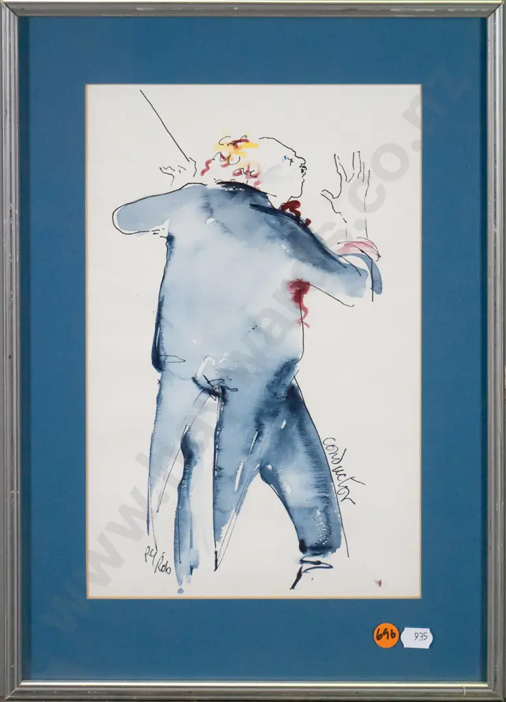 PG Rob - framed watercolour "Conductor" H-280 W-180 Image 1++
