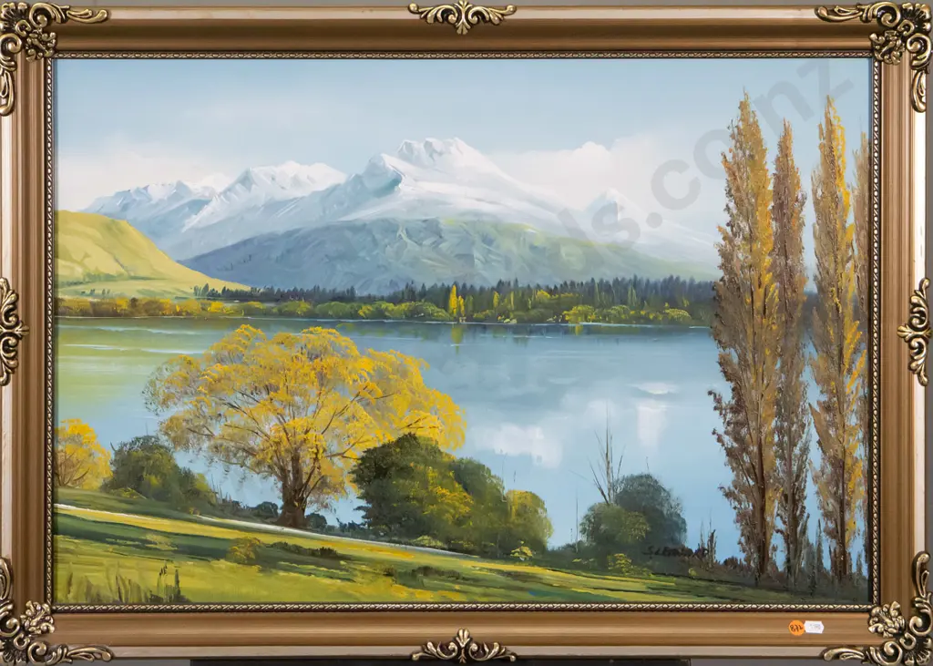 S Leonard - framed oil - Lake Hayes H-480 W-730 Image 1++
