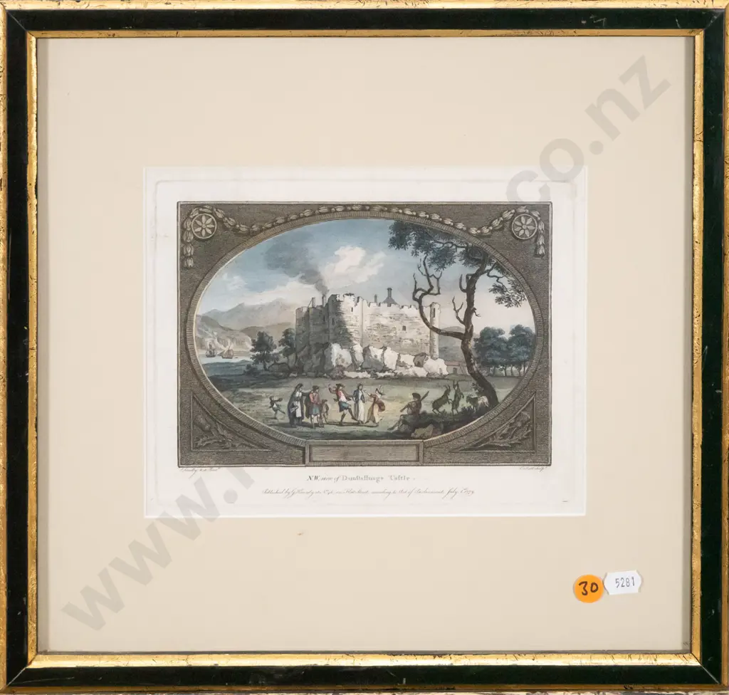 framed hand coloured engraving - Dunstaffnage Castle H-160 W-200 Image 1++