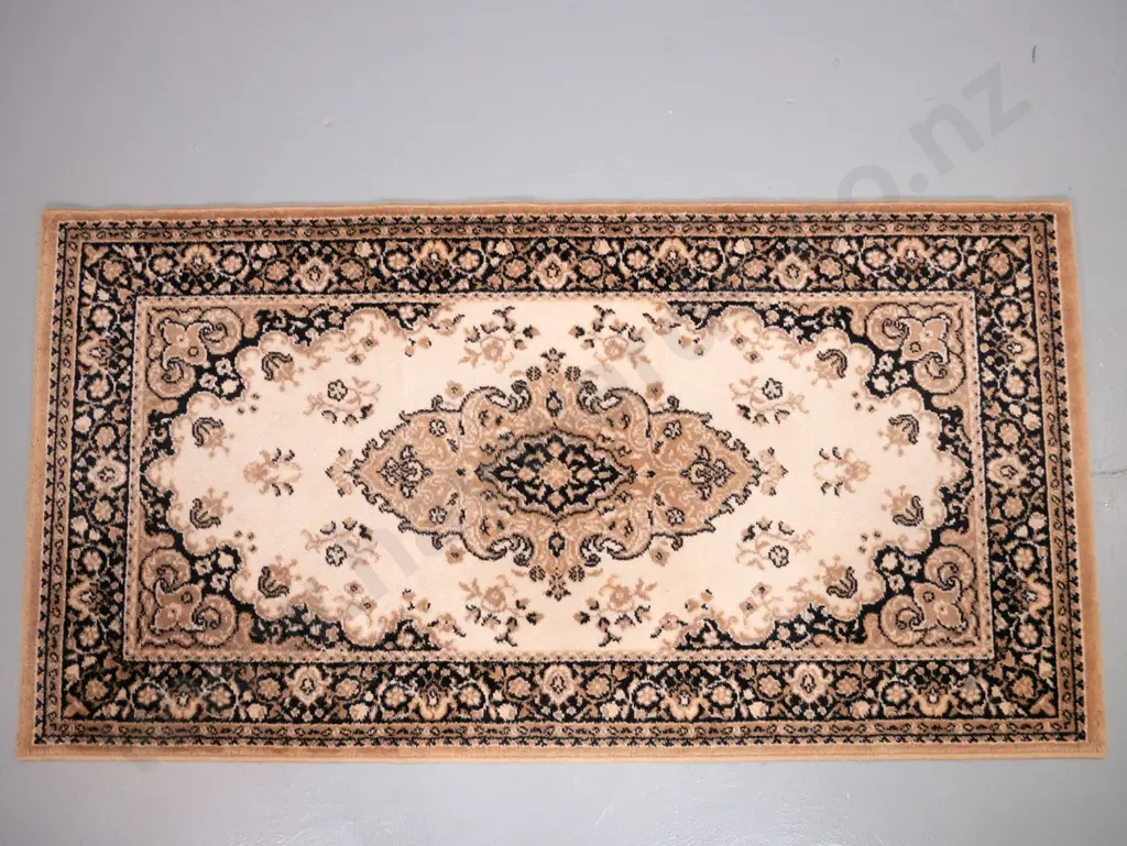 Persian style wool floor rug - creams and brown tones - L1500 W790 Image 1++