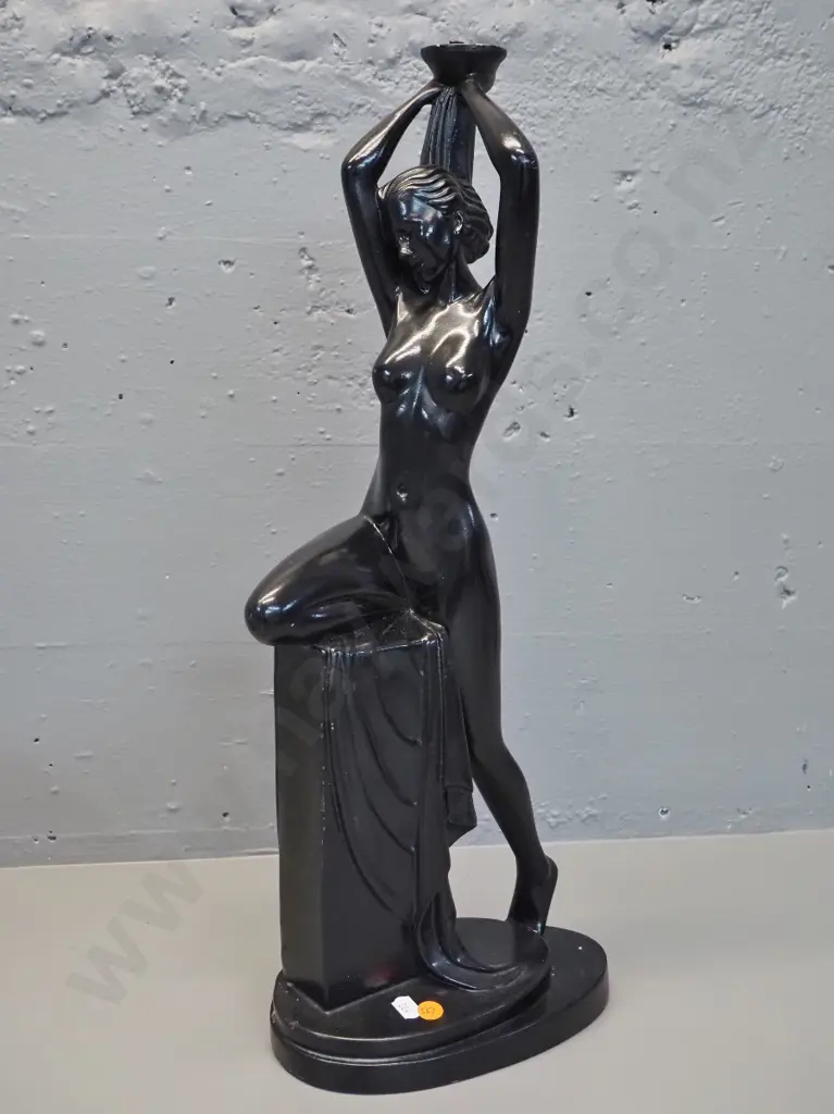 deco style figural composite lamp base - no wiring or fitting - some rubs to finish H-545 W-210 Image 1++