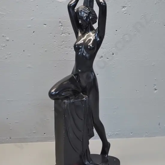 deco style figural composite lamp base - no wiring or fitting - some rubs to finish H-545 W-210
