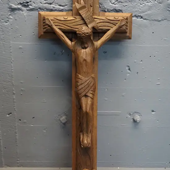 carved wooden crucifix H-640 W-270