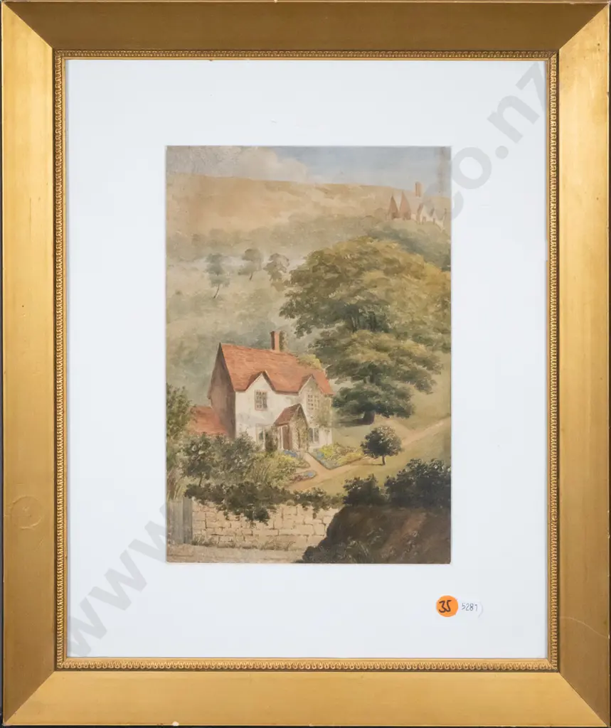 framed watercolour - country house H-260 W-180 Image 1++