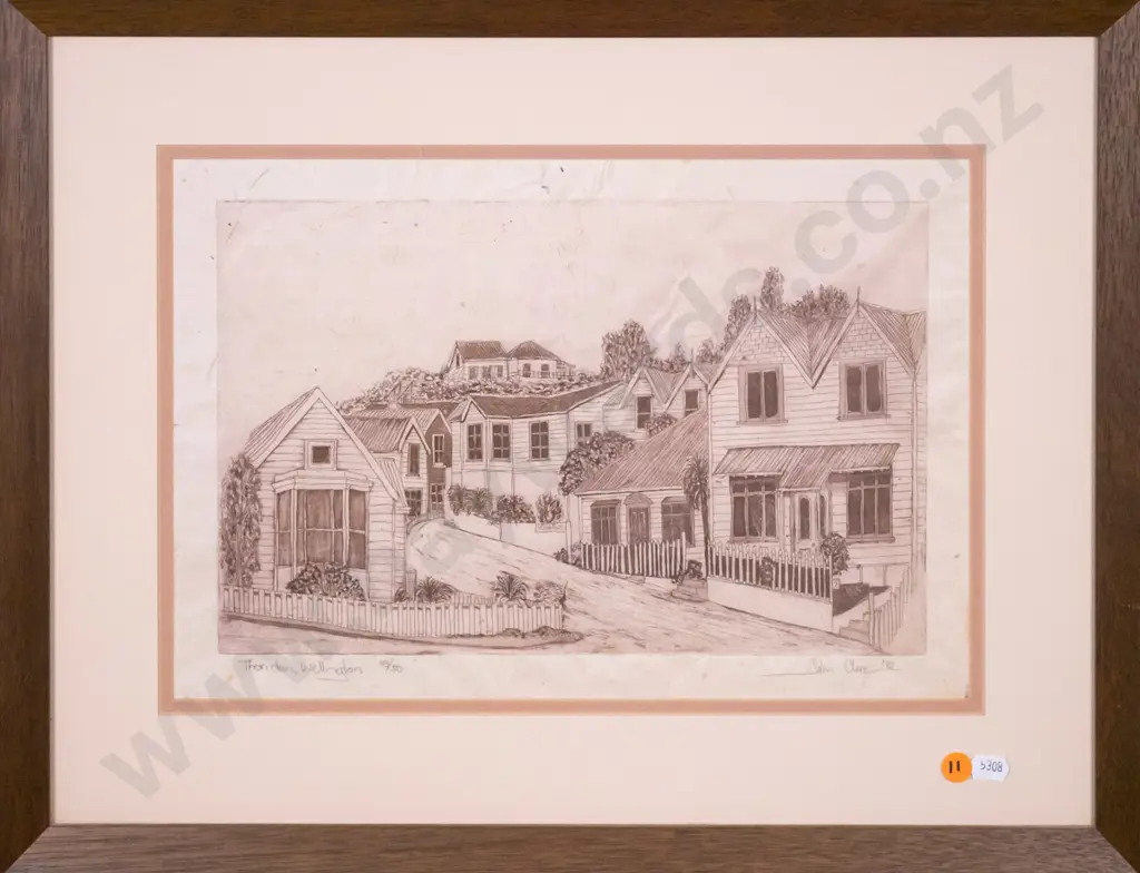 John Clere - framed ltd edition print 53/80 "Thorndon, Wellington" H-200 W-320 Image 1++