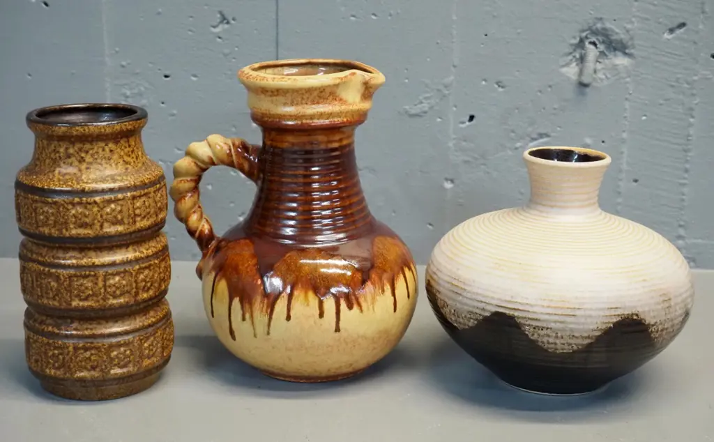 3 German pottery vases - tallest jug vase is H-210 Image 1++
