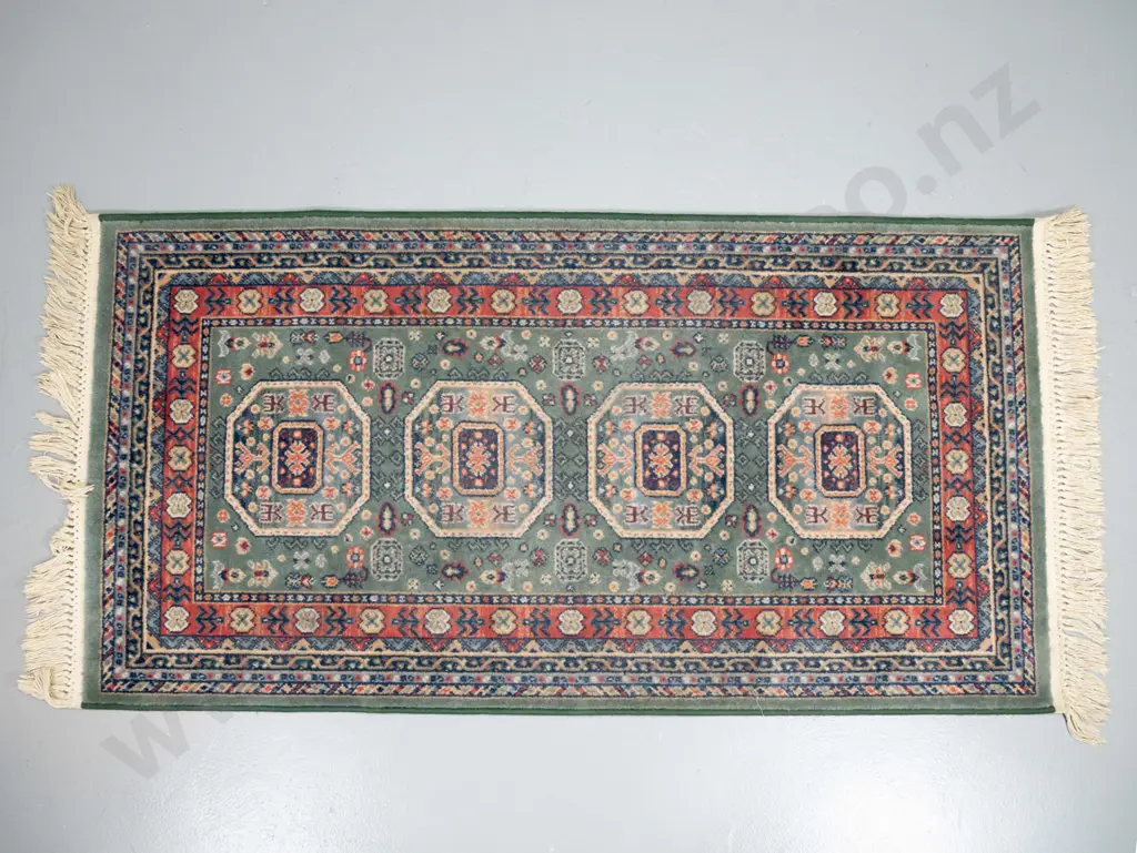Belgian wool Persian style floor rug - light greens and reds L-1500 W-790 Image 1++