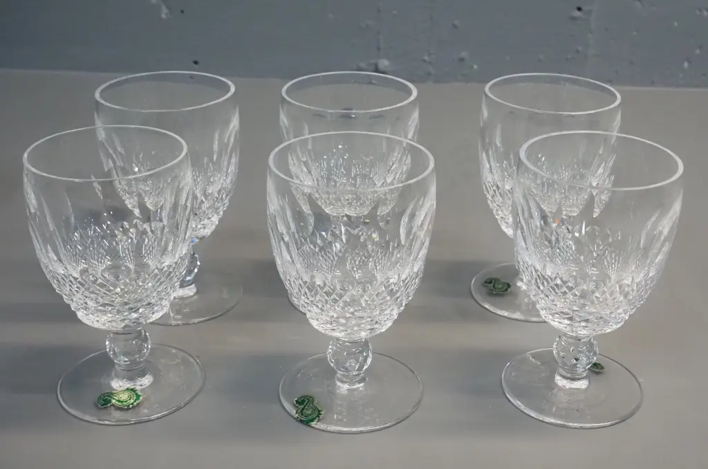 6 Waterford cut crystal Colleen pattern glasses - wine goblets H-130 Image 1++