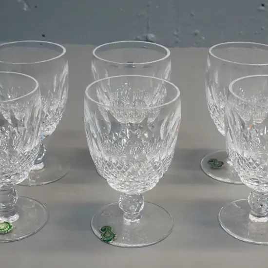 6 Waterford cut crystal Colleen pattern glasses - wine goblets H-130