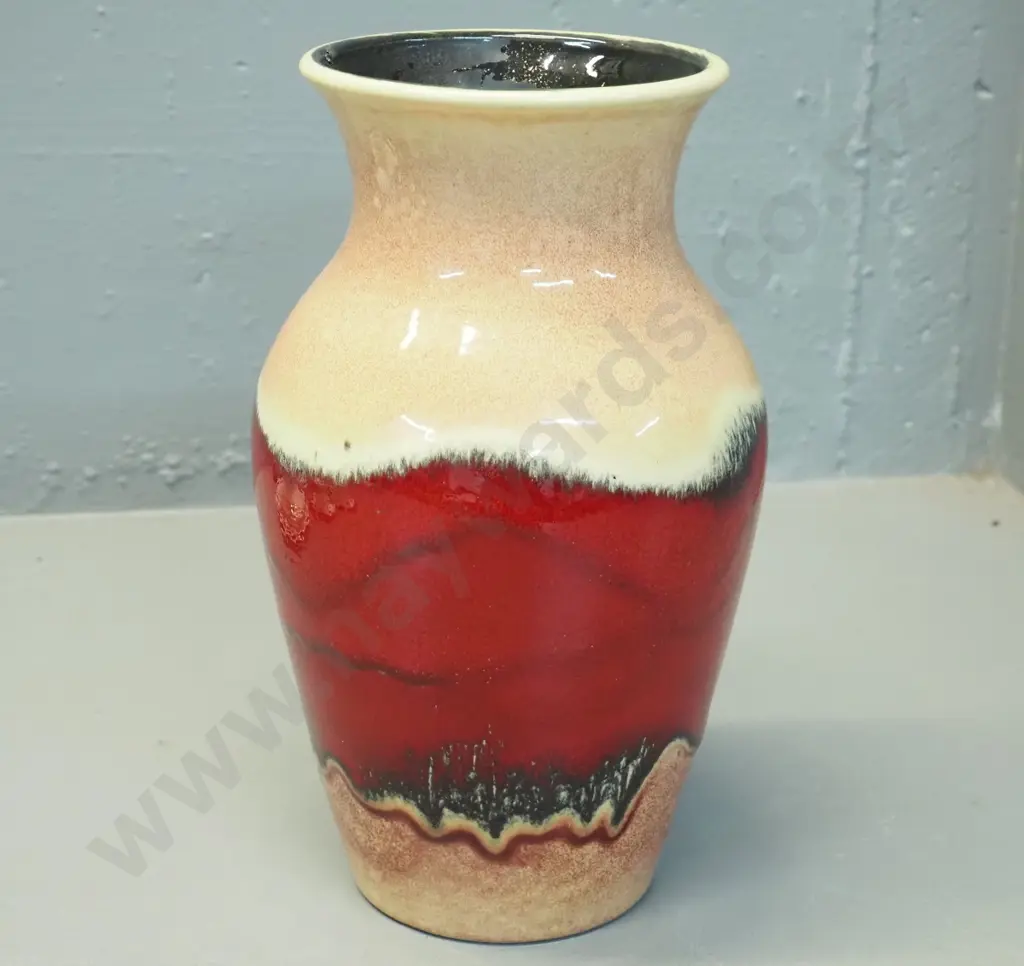 retro German pottery vase - marbled red and light brown tones H-260 Image 1++