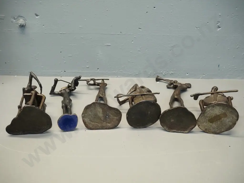 6 wrought metal musician figures - tallest is trumpet player H-340 Image 1++