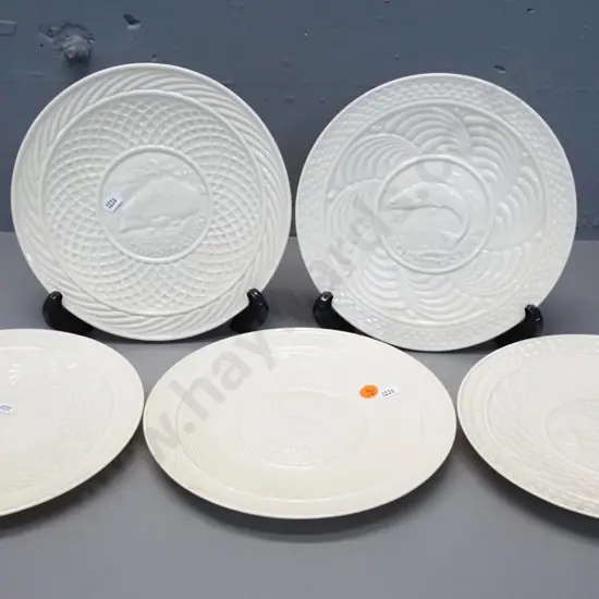 5 Belleek Christmas plates - 3 are brown mark, 2 green mark, 1976 thru 1980. D-225
