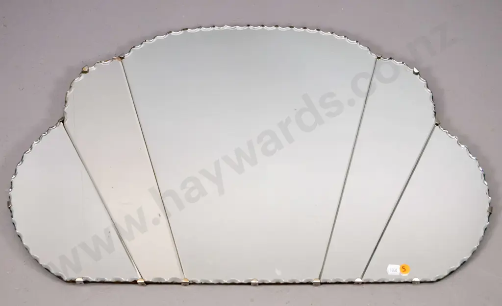 deco scalloped edged wall mirror H-410 W-660 Image 1++