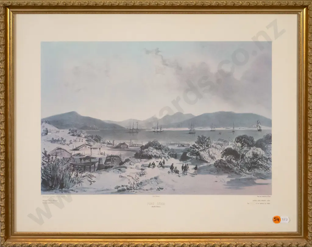 framed historic print - Port Otago H-270 W-410 Image 1++