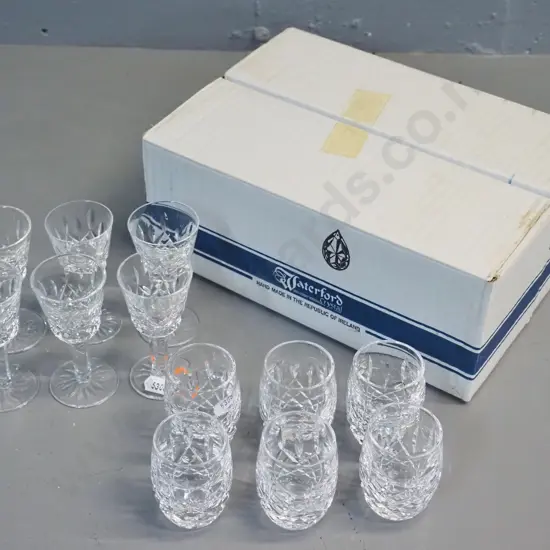 Waterford cut crystal Lismorel' pattern glasses - 6 liqueurs and 6 shot glasses