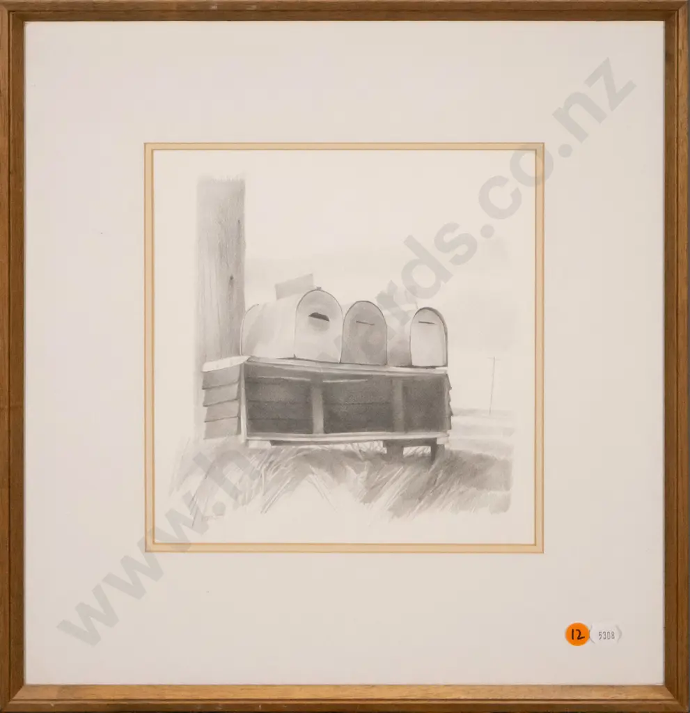 Bruce Hunt '84 - framed pencil - letter boxes H-230 W-230 Image 1++