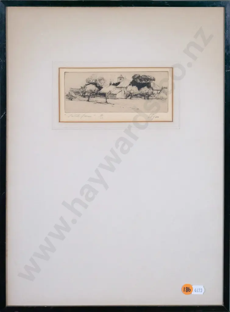 framed etching 4/50 "Dutch Farm" H-50 W-120 Image 1++