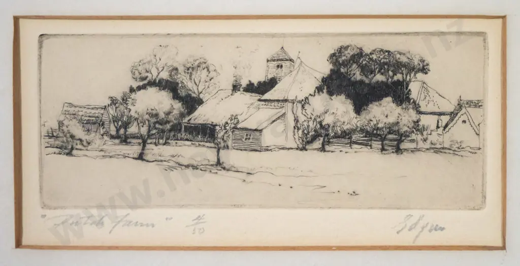framed etching 4/50 "Dutch Farm" H-50 W-120 Image 1++