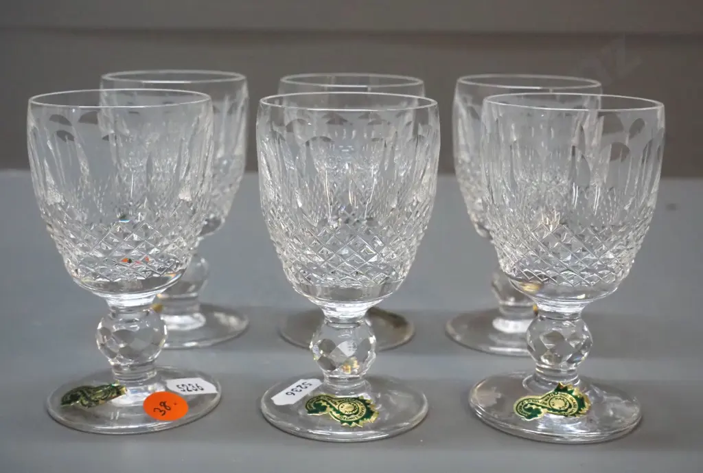 6 Waterford cut crystal Colleen pattern glasses - sherry or small wine H-100 Image 1++