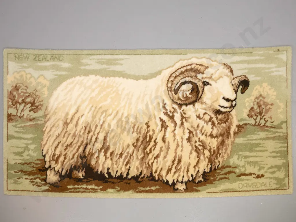 retro Heritage brand all-wool Drysdale Ram floor rug - a few small dark marks L-1340 W-690 Image 1++