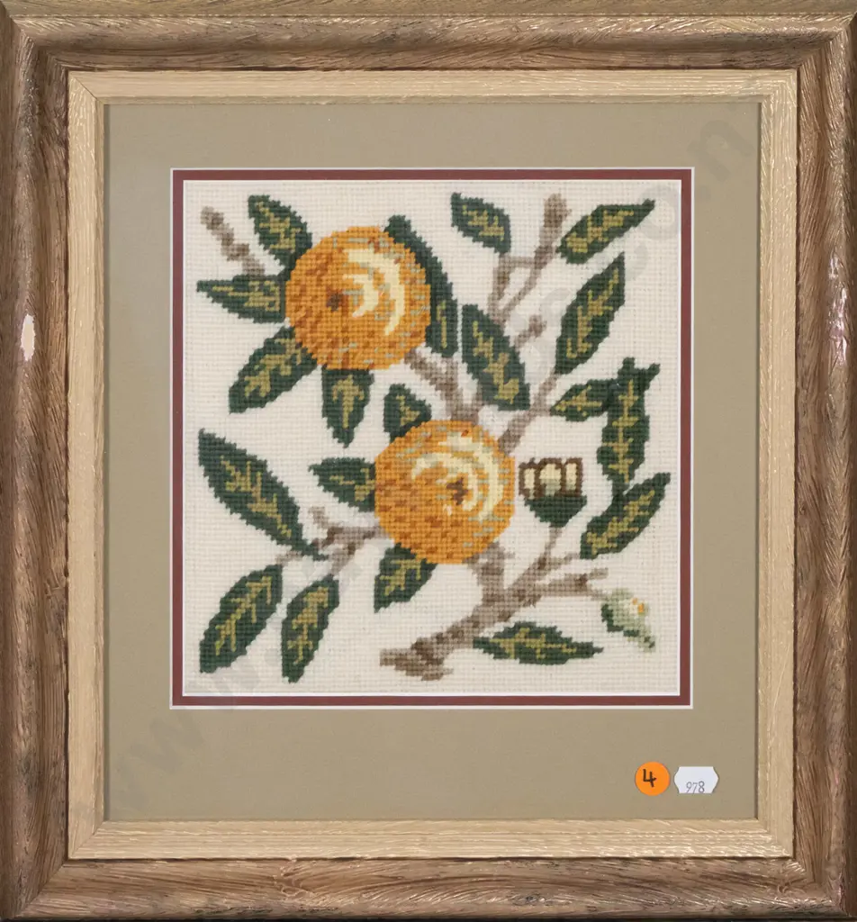 gilt framed needlework - oranges H-215 W-205 Image 1++