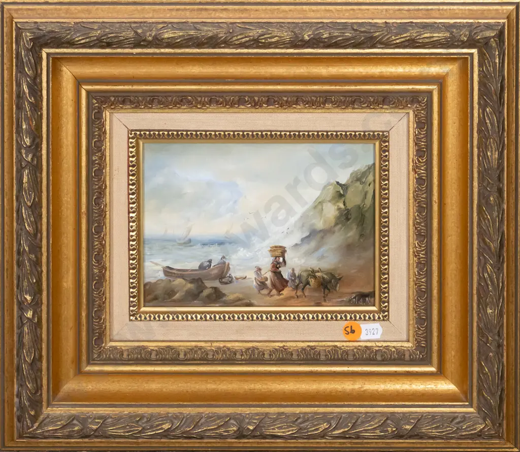 M Toldy - gilt framed oil - coastal scene H-120 W-170 Image 1++
