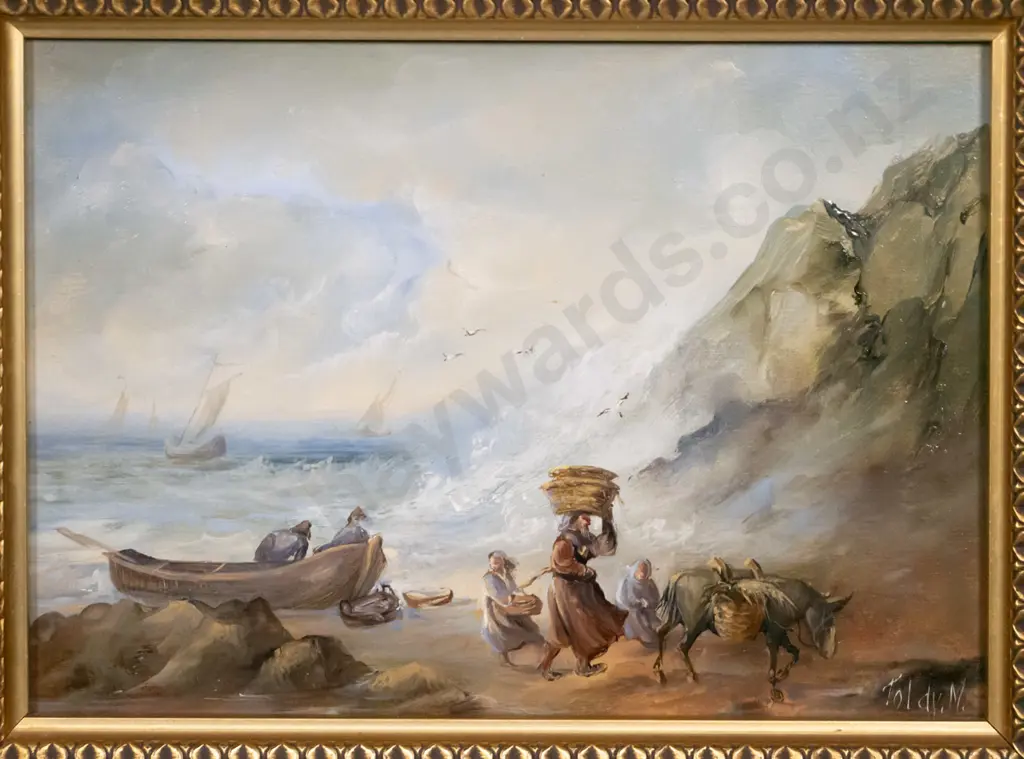 M Toldy - gilt framed oil - coastal scene H-120 W-170 Image 1++