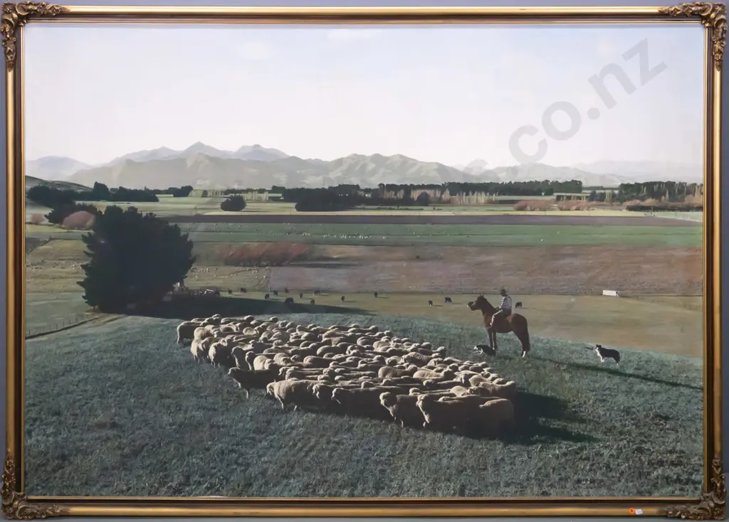 very large hand coloured photographic print  - farming scene H-1100 W-1600 (slight marking) Image 1++