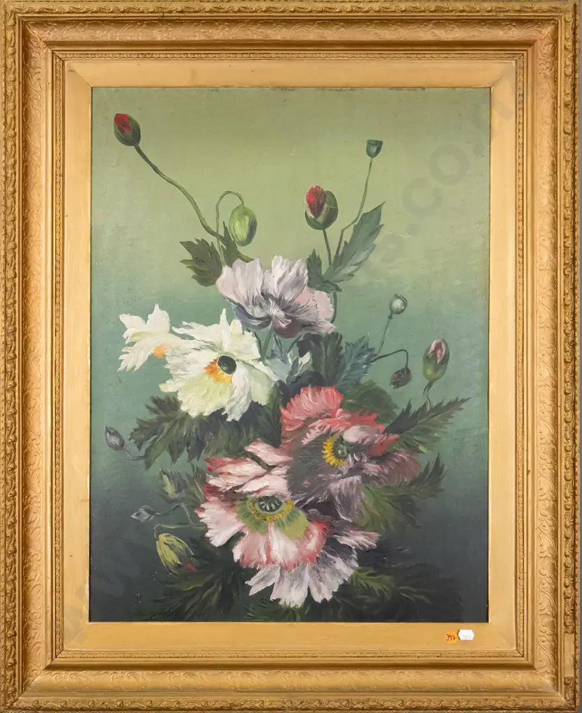 gilt framed oil - flowers H-580 W-440 (slight damage to frame) Image 1++