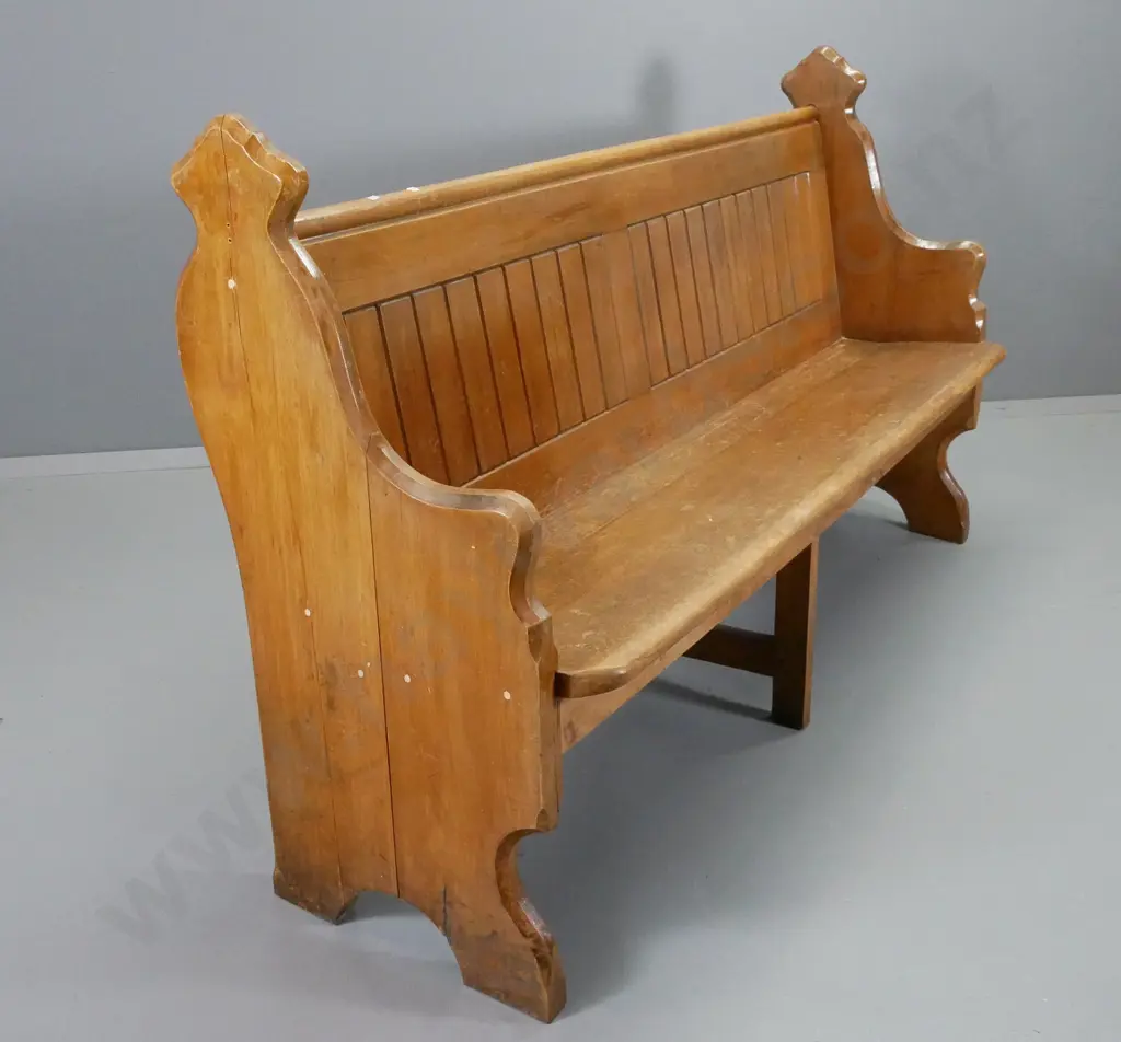 vintage kauri church pew - splits on end, general wear and scratches H-1030 W-1810 D-630 Image 1++