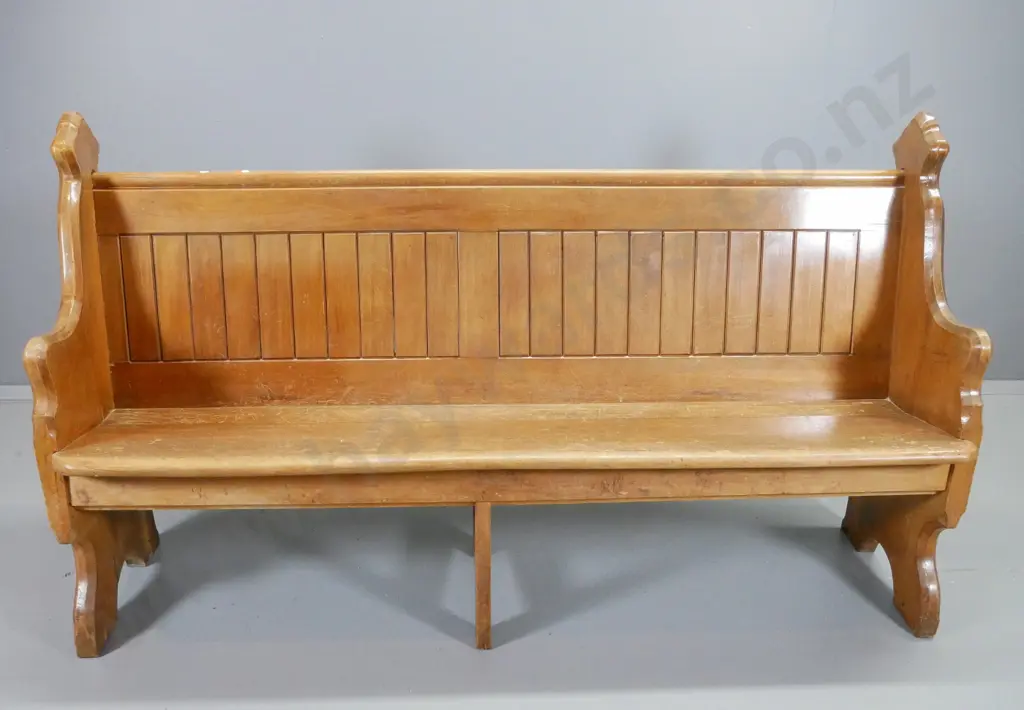 vintage kauri church pew - splits on end, general wear and scratches H-1030 W-1810 D-630 Image 1++