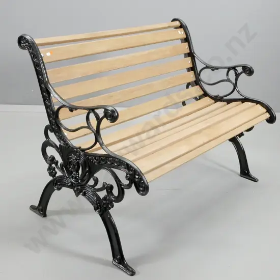 garden slat bench seat with cast iron ends H740 W980 D640