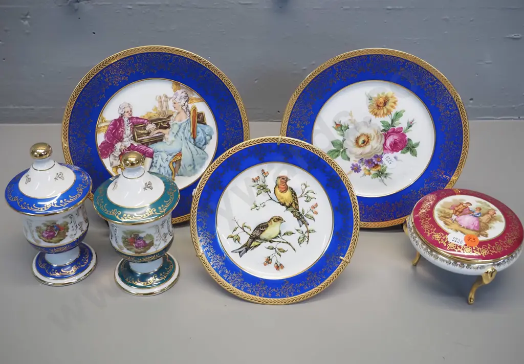 6 pieces of Limoges china - 3 plates, 3 cover pots, tallest is H-150 Image 1++