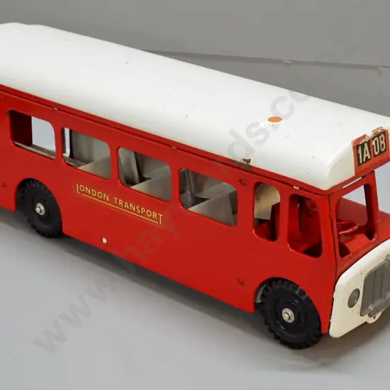 large Triang toy London Transport bus -  no maker's marks, minor paint loss and tape residue H210 L575 W160