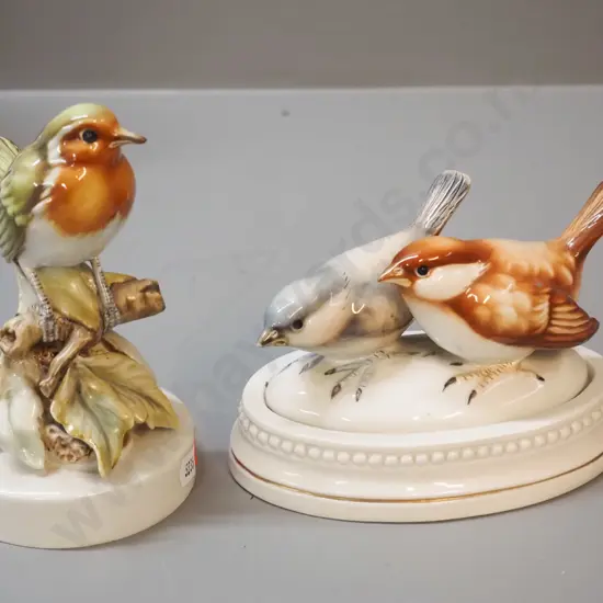 2 Italian bird figures, one on separate oval base L-150