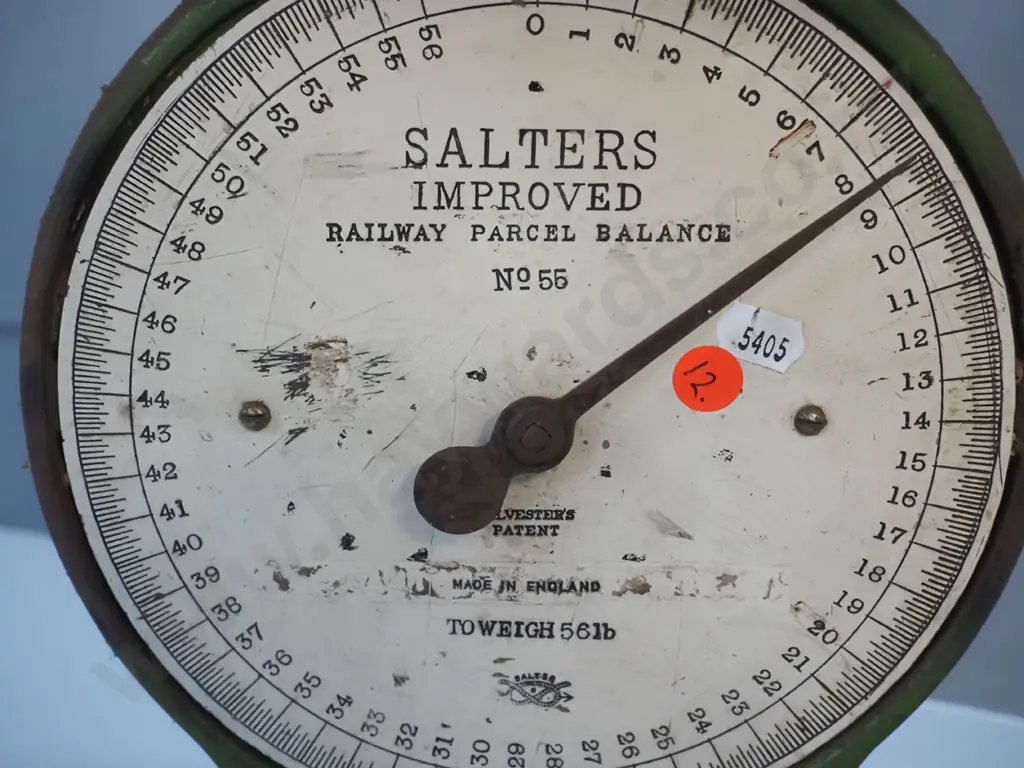 vintage Salter spring platform scales marked 'Railway Parcel Balance Scales - No 55' - corrosion and marks to face H350 Image 1++