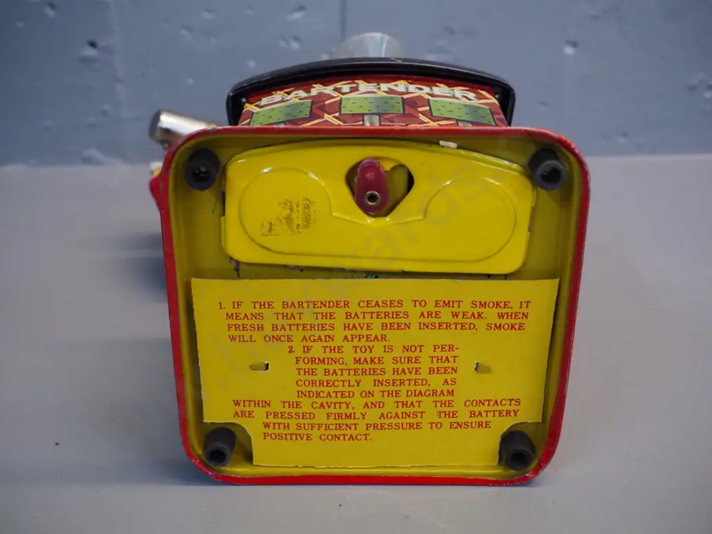 battery operated tin toy bartender - untested but battery compartment is clean H-300 Image 1++
