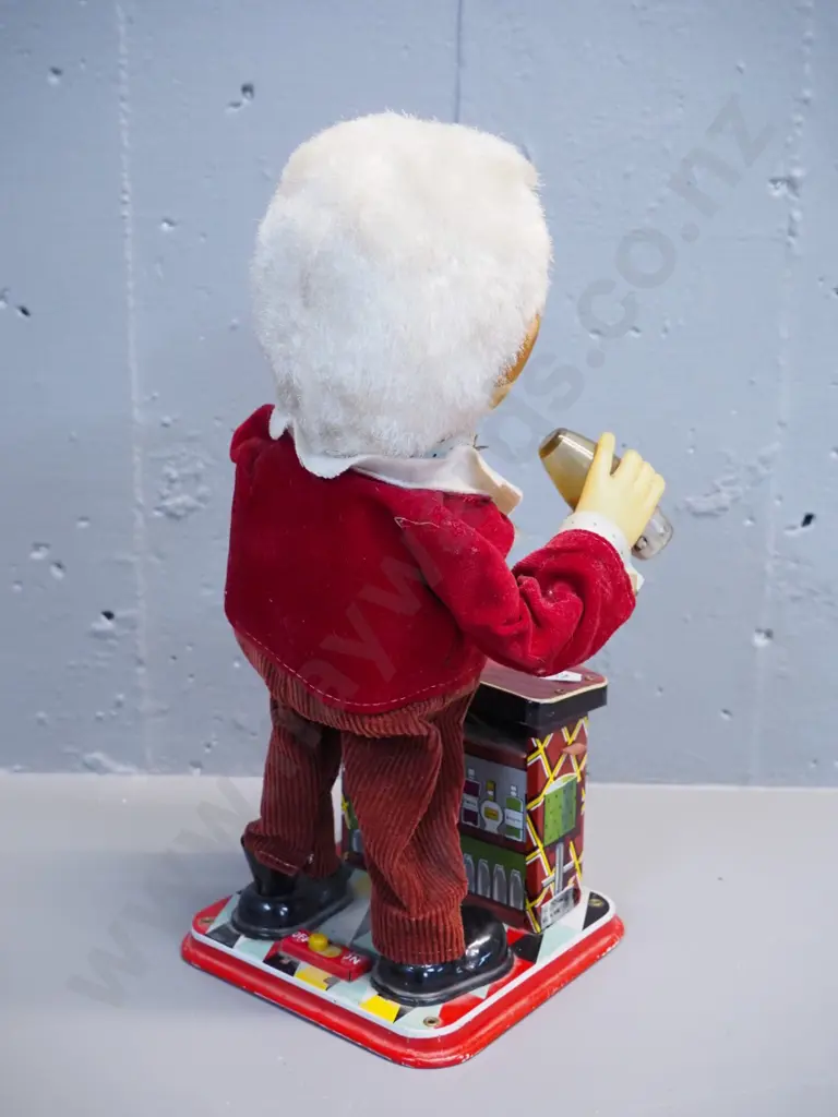 battery operated tin toy bartender - untested but battery compartment is clean H-300 Image 1++
