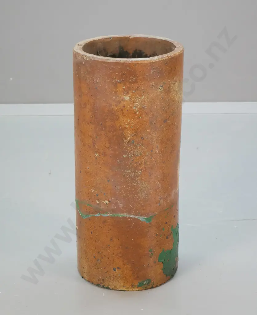vintage salt-glazed straight sided chimney pot - some paint residue H-600 D-270 Image 1++