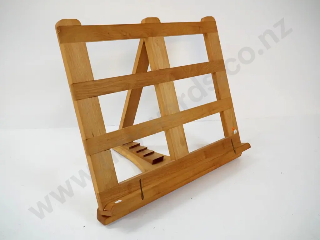 large timber book or music stand with stepped adjustment brace, brass hinge H-450 W-600 Image 1++