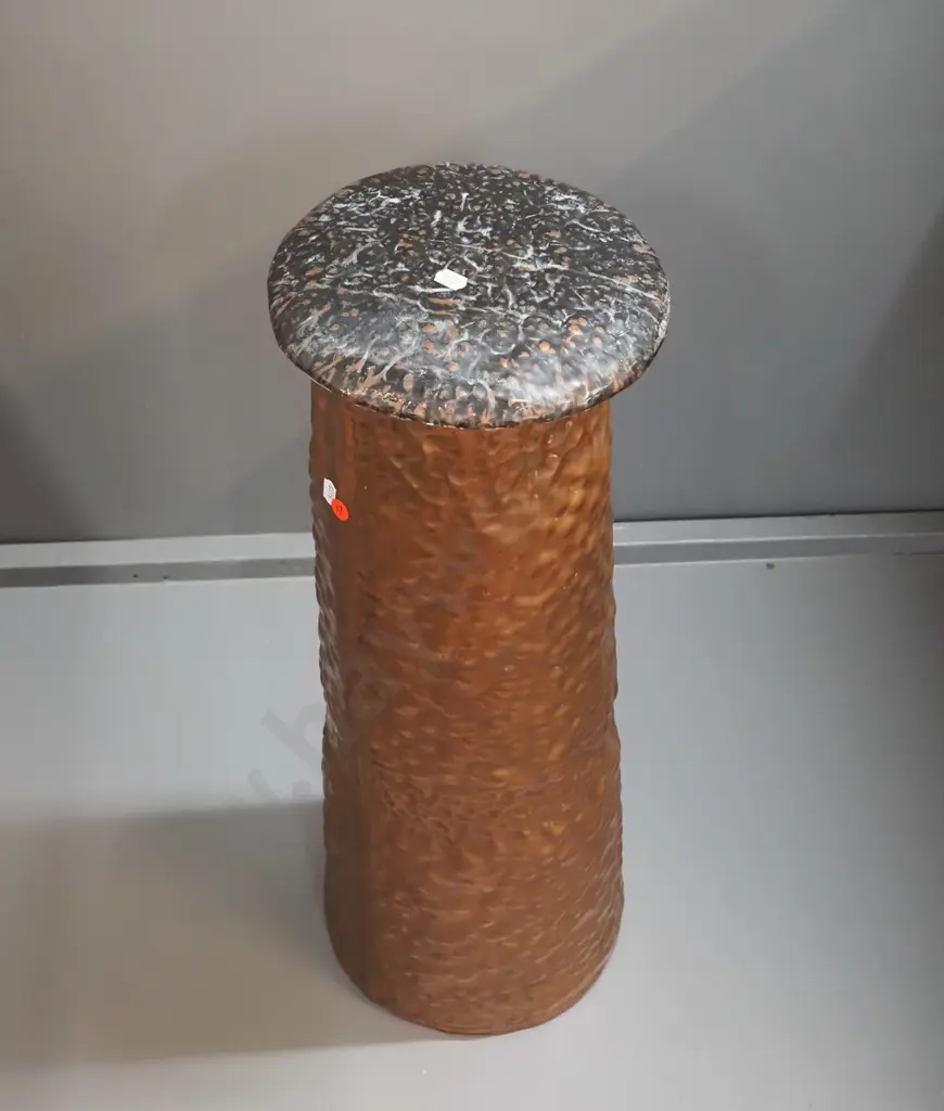 beaten copper lidded container / umbrella stand H-670, lid is D-220 Image 1++