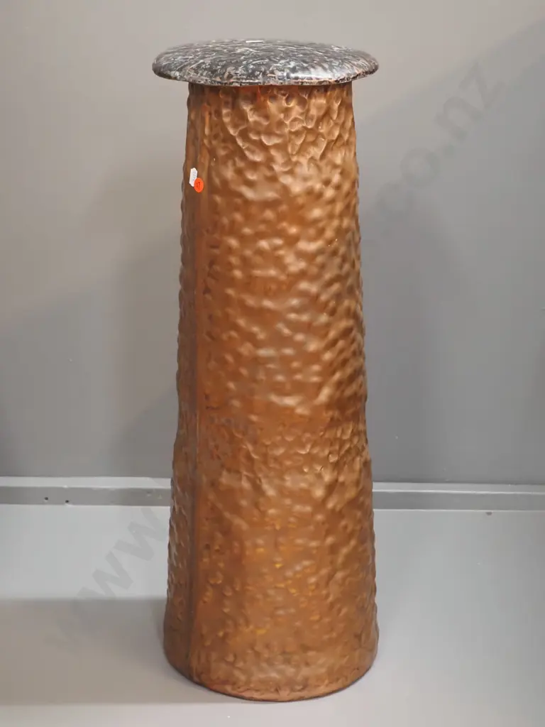 beaten copper lidded container / umbrella stand H-670, lid is D-220 Image 1++