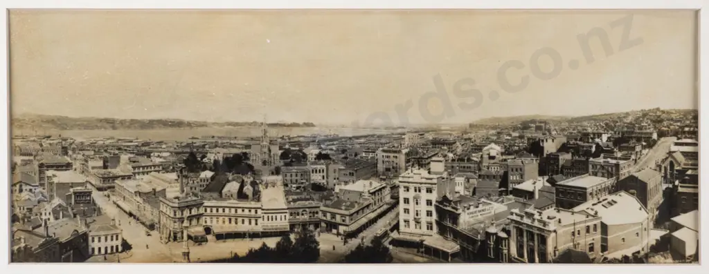 framed reproduction vintage black and white photograph - Dunedin H-140 W-380 (marking to mat) Image 1++