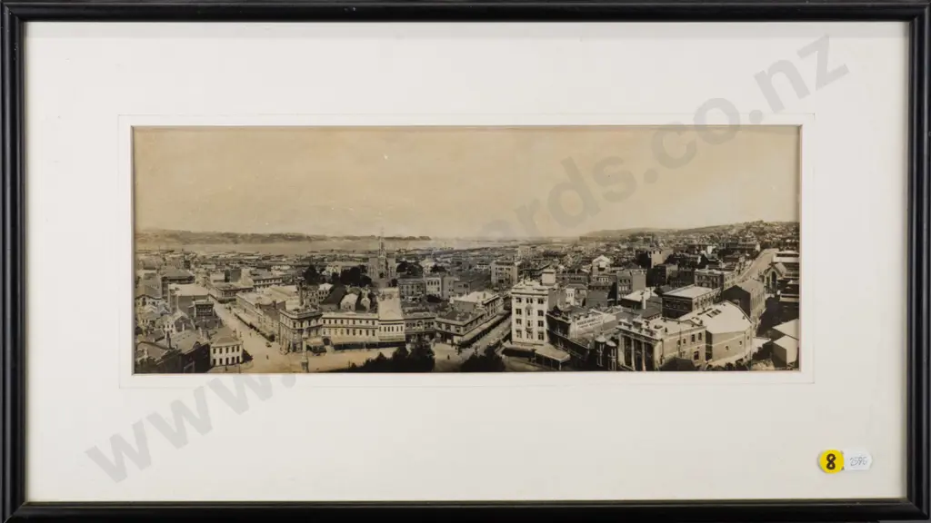 framed reproduction vintage black and white photograph - Dunedin H-140 W-380 (marking to mat) Image 1++