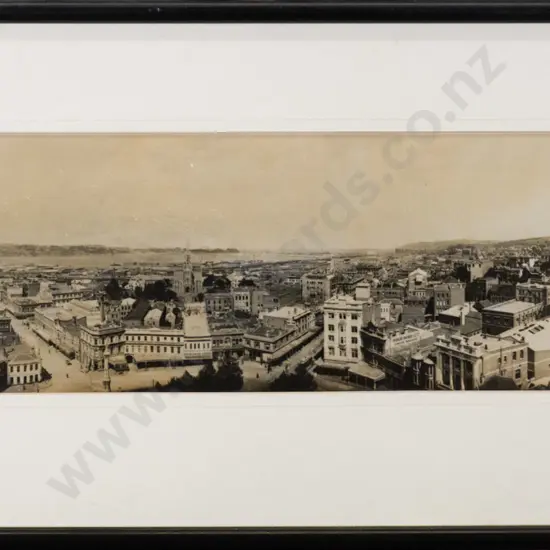 framed reproduction vintage black and white photograph - Dunedin H-140 W-380 (marking to mat)