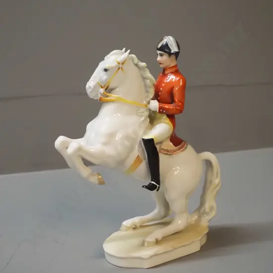 Hutschenreuther figurine - military figure on rearing horse H-200 L-160