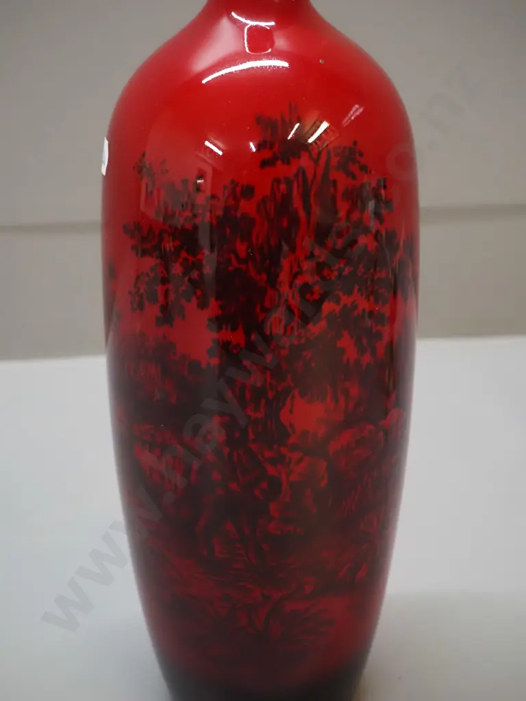 Royal Doulton red Flambe Woodcut vase H-350 D-110 Image 1++