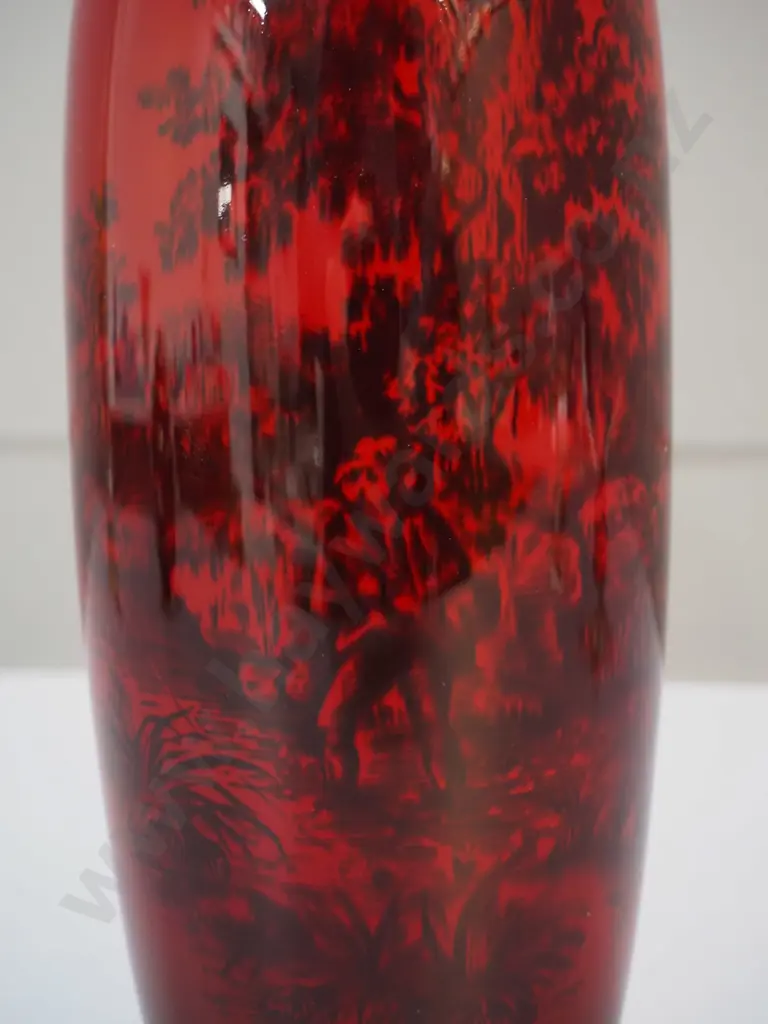 Royal Doulton red Flambe Woodcut vase H-350 D-110 Image 1++