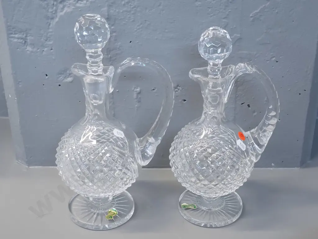 pair of Waterford crystal claret jugs H-320 Image 1++